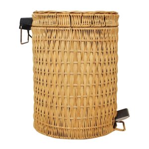 Poubelle en rotin tissé avec pédale