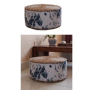 Pouf circulaire à motifs verts