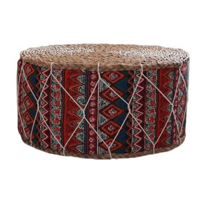 Pouf en rotin à motifs rouges