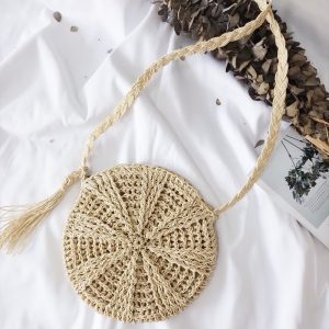 Sac bandoulière en paille tissé à la main pour femme