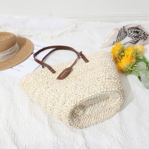 Sac d&rsquo;été en paille tissé à la main pour femmes