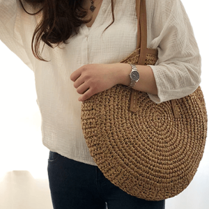 Sac de plage tissé marron