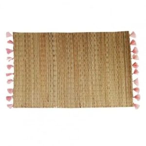 Set de Table Paille Rectangulaire avec Pampilles Roses