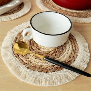 Set de Table Paille Rond en Coton et Cosse de Maïs