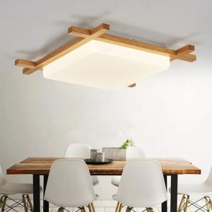 Suspension Bois Carrée Décorative et Élégante