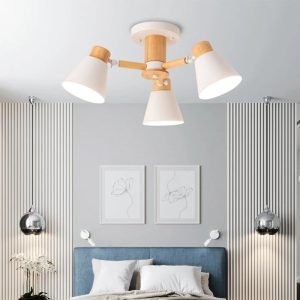 Suspension Bois LED au Design Nordique à Trois Têtes