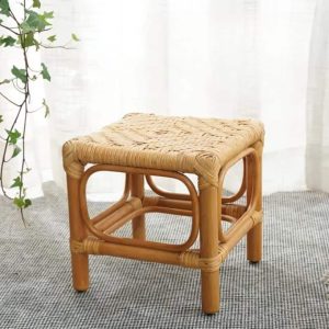 Tabouret Osier Carré au Style Nordique