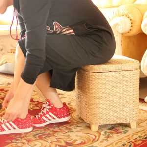 Tabouret Osier Minimaliste avec Rangement