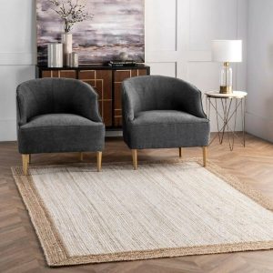 Tapis carré blanc et beige
